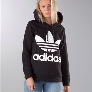 Adidas Original Trefoil Pocket Hoodie Sweatshirt Classic Black White Small